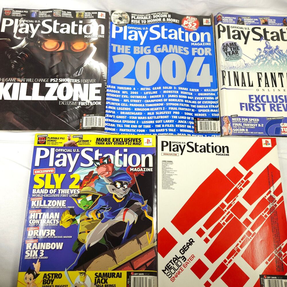 2004 Official US Playstation Magazine Lot 5 (3 with Demo Discs) Killzone Sly 2‎